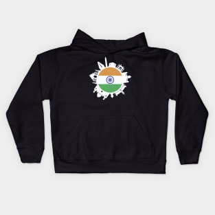 India Skyline India Flag Delhi Mumbai Chennai Kolkata Kids Hoodie